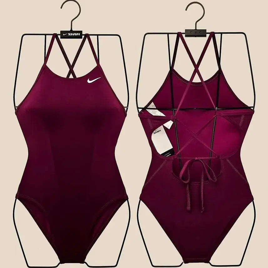 [BUNJANG] Nike Swim Answer Solid Mid Lace-up Tie-back Villain Red 28 / 나이키스윔수영복 앤서 솔리드 미들 레이스업 타이백 빌런레드 버건디 28
