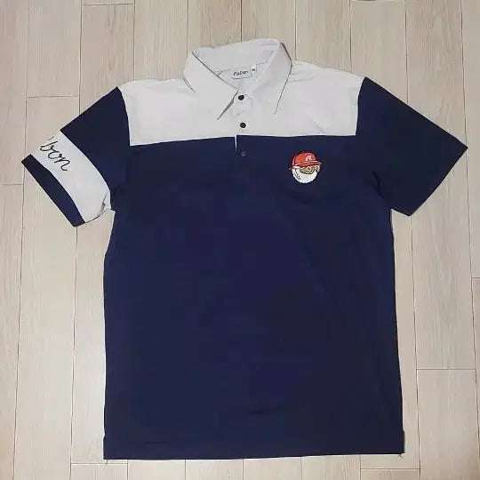 [BUNJANG] Malbon Golf Short Sleeve Polo T-Shirt Navy/White / 말본 골프웨어 카라 반팔 티셔츠 네이비 화이트 95