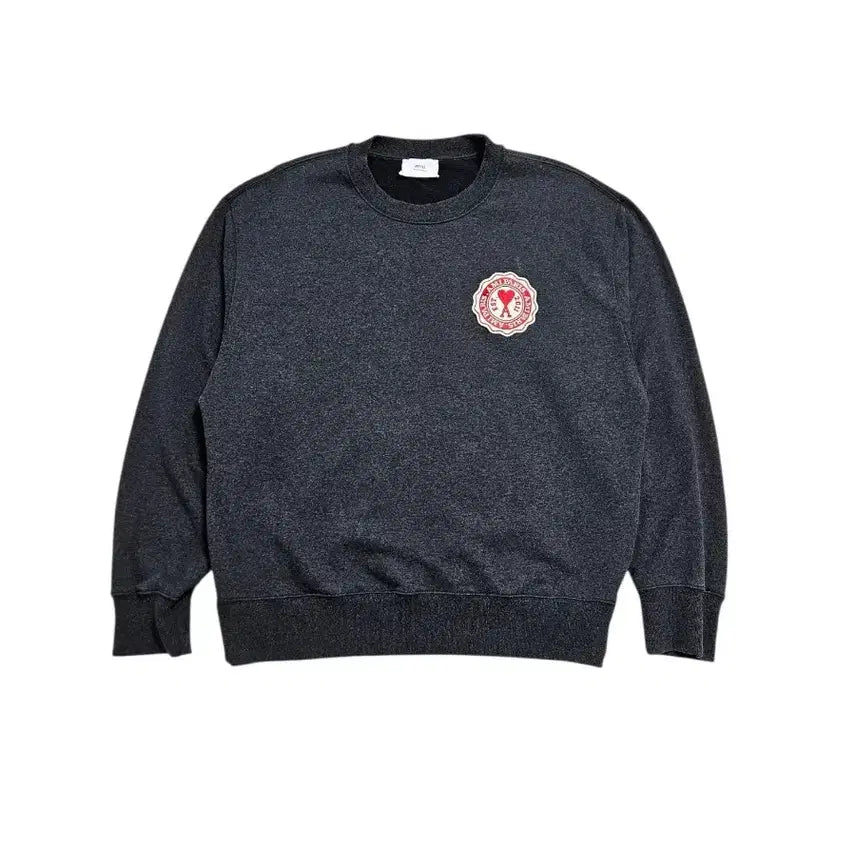 [BUNJANG] Ami Heart Patch Logo Anthracite Sweatshirt / 아미 하트 패치 로고 앤트러사이트 맨투맨