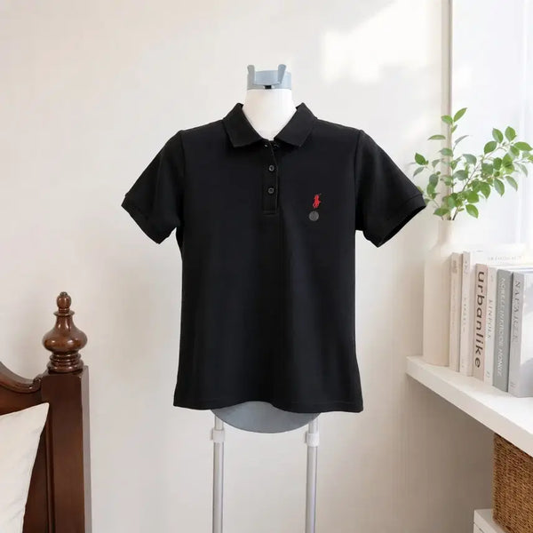 [BUNJANG] Polo Ralph Lauren Women's Black Short Sleeve Polo Shirt - Size S / [새상품]여성 폴로 랄프로렌 PK 반팔 카라티 블랙 S사이즈