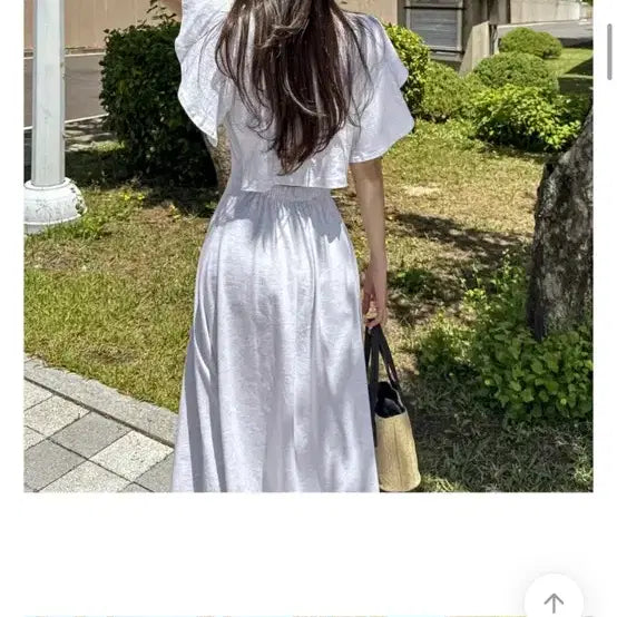 [BUNJANG] Back Slit Dress (White Melange) / 뒷트임 원피스(백멜란지)