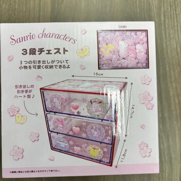 [BUNJANG] Sanrio Cherry Blossom 3-Tier Organizer Drawer / 산리오 벚꽃 클리어 3단 소품정리 서랍