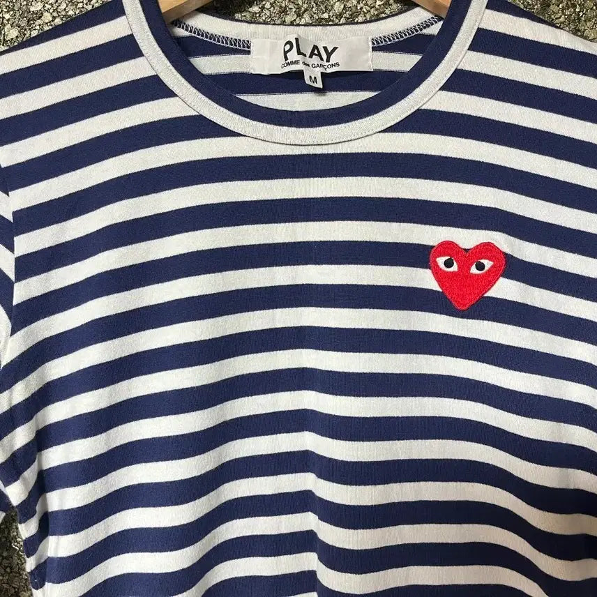[BUNJANG] COMME des GARÇONS Striped Navy Long Sleeve Shirt / (M) 꼼데가르송 스트라이프 네이비 긴팔