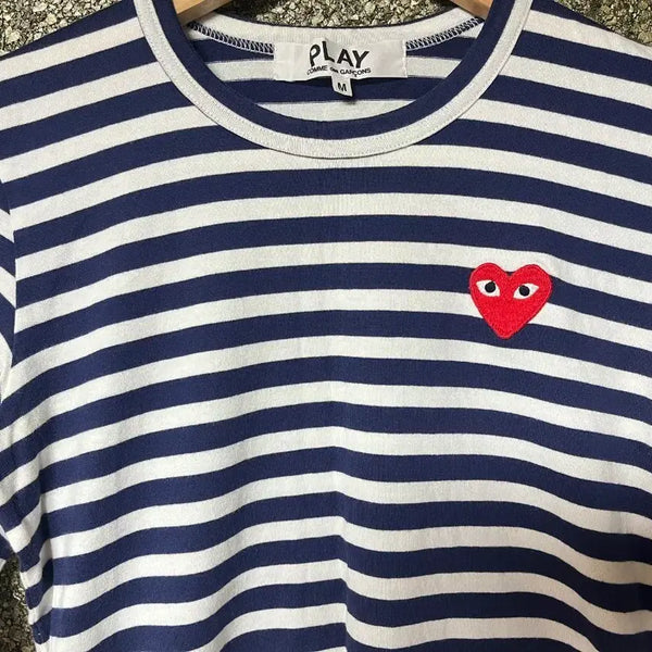 [BUNJANG] COMME des GARÇONS Striped Navy Long Sleeve Shirt / (M) 꼼데가르송 스트라이프 네이비 긴팔