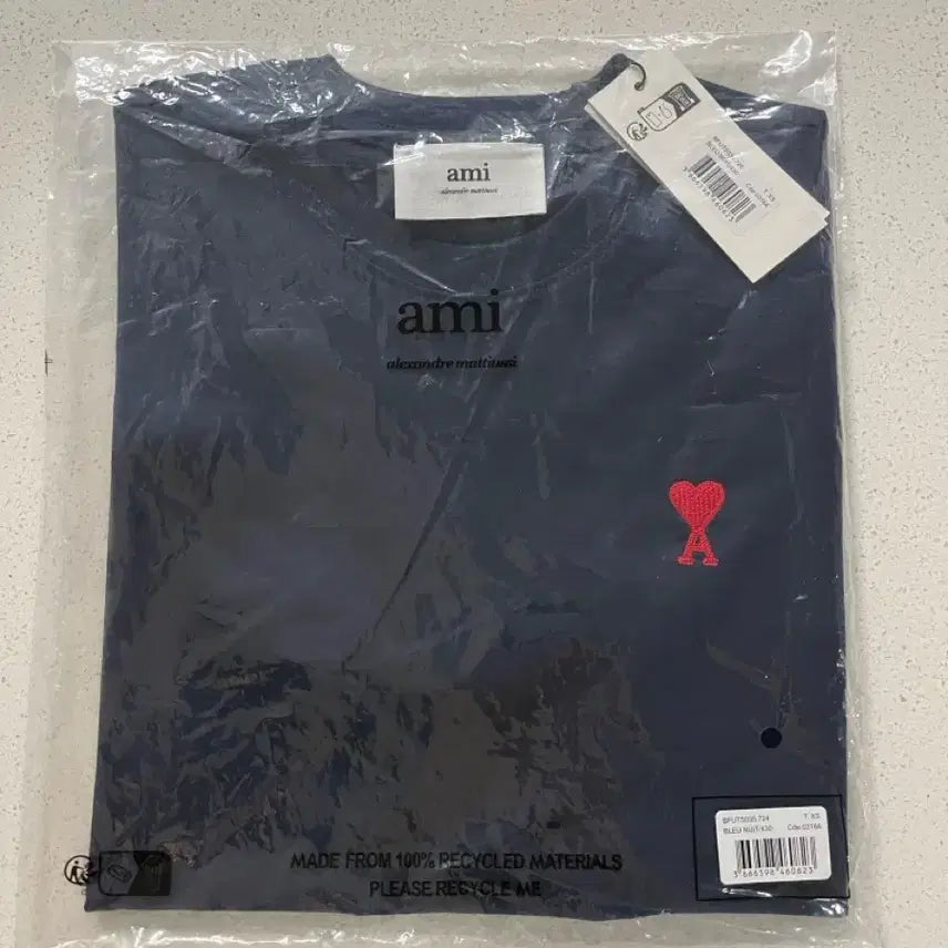 [BUNJANG] AMI Heart Logo Short Sleeve T-Shirt Navy XS / (배송비포함가격) 아미 하트 로고 반팔 네이비 xs