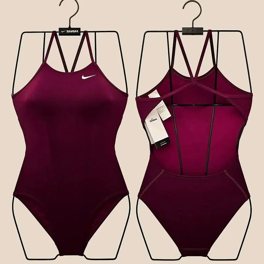 [BUNJANG] Nike Swim Solid Mid Cut-Out NESSG001-622 Villain Red Swimsuit 28 / 나이키스윔수영복 앤서 솔리드 미들 컷아웃 빌런레드 버건디 와인 28