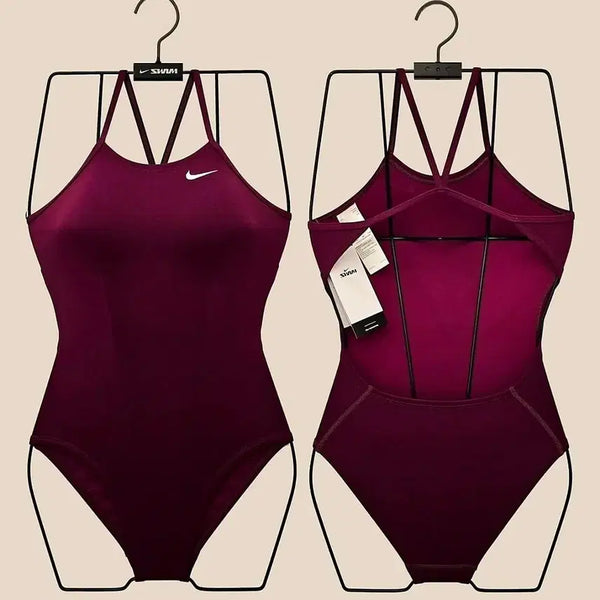 [BUNJANG] Nike Swim Solid Mid Cut-Out NESSG001-622 Villain Red Swimsuit 28 / 나이키스윔수영복 앤서 솔리드 미들 컷아웃 빌런레드 버건디 와인 28