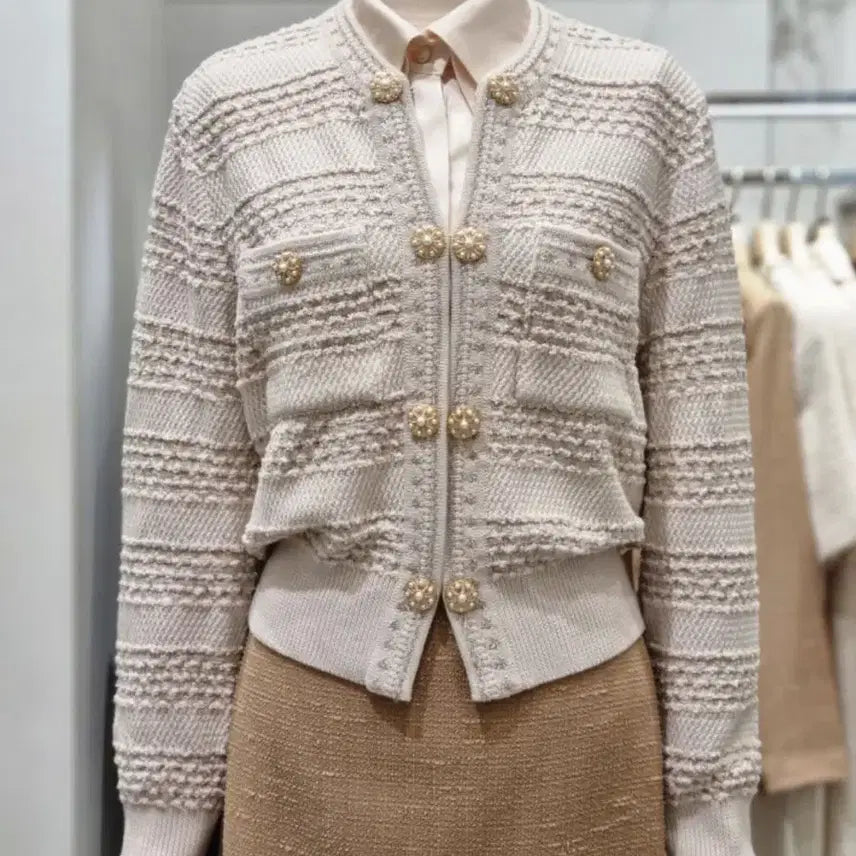 [BUNJANG] Mojo.S.Phine Double Button Tweed Cardigan Black / 모조에스핀 더블버튼 트위드 가디건 66 (블랙)