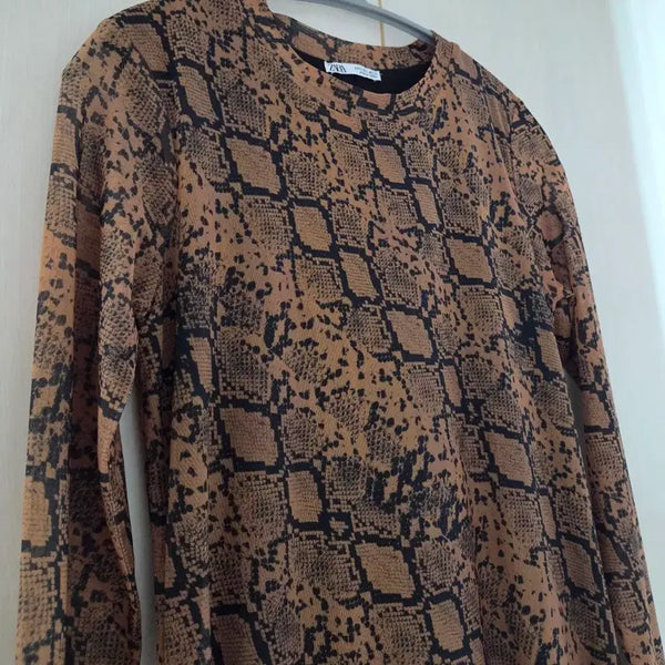 [BUNJANG] ZARA Snake Print Dress / 자라(ZARA) 뱀피무늬 원피스