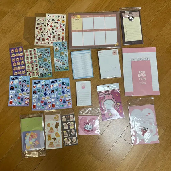 [BUNJANG] Diary Decoration Sticker, Notepaper, and Calendar Set / 다꾸 스티커 떡메모지 캘린더 세트