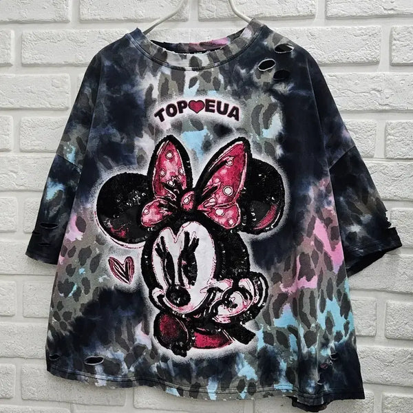 [BUNJANG] Minnie Mouse Tie-Dye T-Shirt / A4756  미니마우스 타이 다이 티셔츠