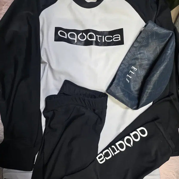 [BUNJANG] Aquatica Long-Sleeve Rashguard Set (Top, Bottom, Swim Cap) / 17호아쿠아티카 긴팔래쉬가드( 상의.)(하의).(수모. )세트 80~85