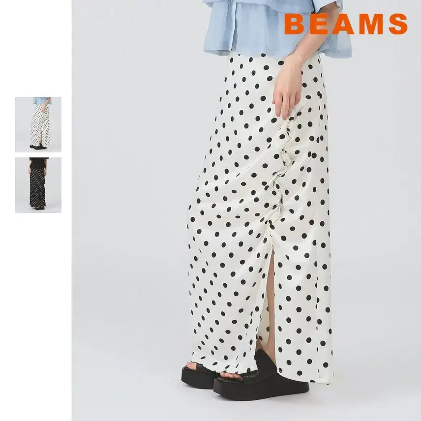 [BUNJANG] Ray BEAMS Polka Dot Satin Ruffle Skirt / 빔즈 레이 도트 새틴 프릴 스커트