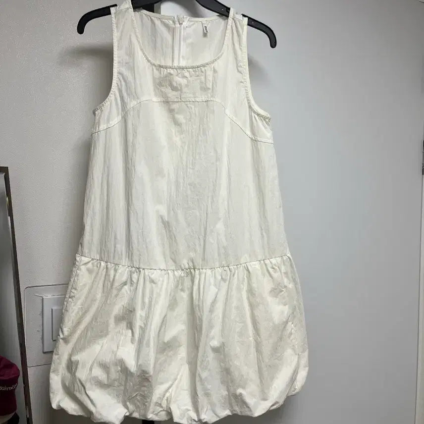 [BUNJANG] Balloon Sleeve Midi Dress - Ivory / 여름 볼룬 원피스