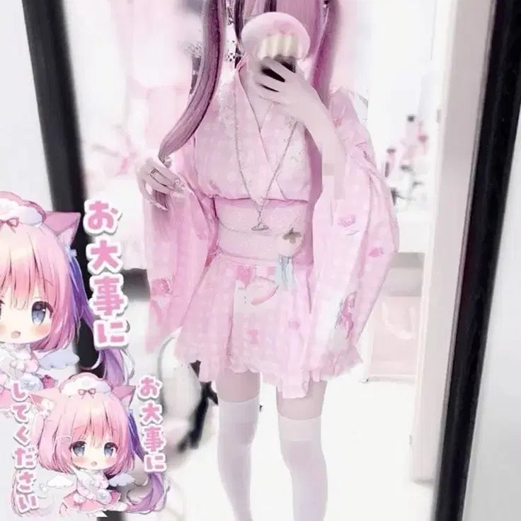 [BUNJANG] Too Alice Strawberry Gingham Check Yukata / (14일까지 판매&급전)투앨리스 딸기 깅엄 체크 유카타
