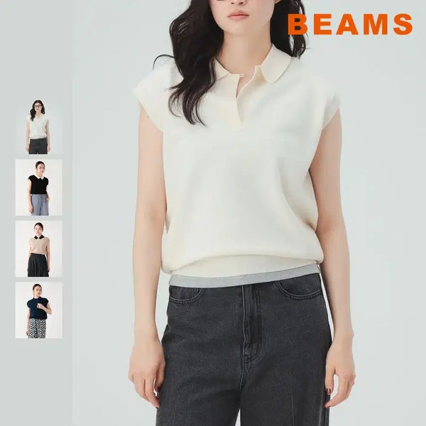 [BUNJANG] BEAMS HEART Heart Knit Polo Shirt / 빔즈 하트 니트 폴로셔츠
