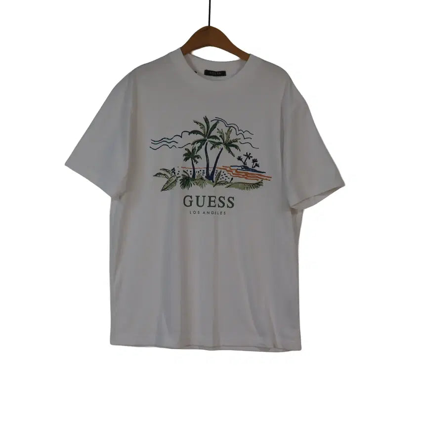 [BUNJANG] Guess Graphic T-Shirt White / GUESS 그래픽 반팔 티셔츠 M 화이트 로고 프린팅