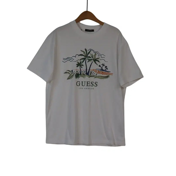 [BUNJANG] Guess Graphic T-Shirt White / GUESS 그래픽 반팔 티셔츠 M 화이트 로고 프린팅