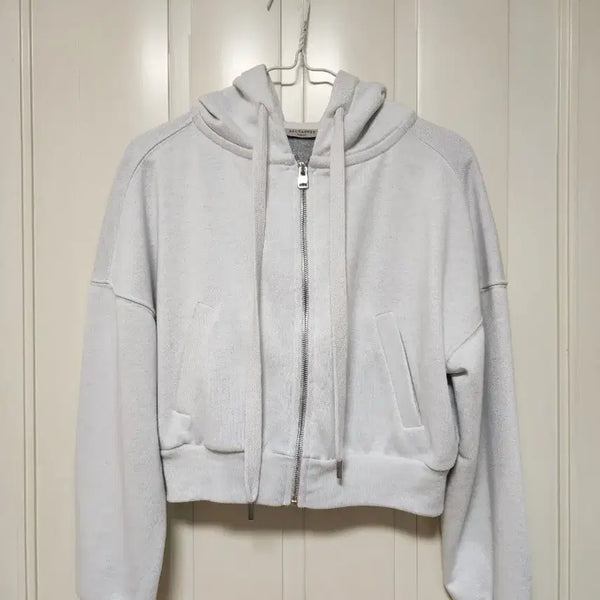 [BUNJANG] AllSaints Cropped Hoodie Zip-Up (Light Grey, Size S) / 올세인츠 크롭 후드 집업