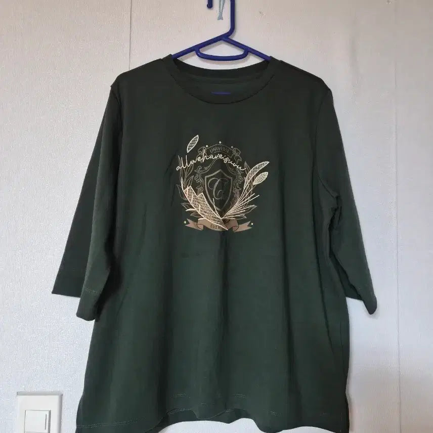 [BUNJANG] Olive Knit Print Short Sleeve T-Shirt / 올리브 편직 나염 반팔 티셔츠