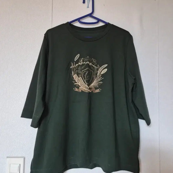 [BUNJANG] Olive Knit Print Short Sleeve T-Shirt / 올리브 편직 나염 반팔 티셔츠