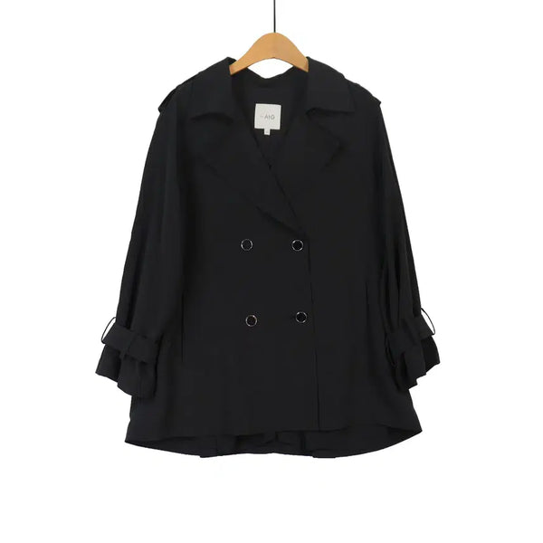 [BUNJANG] the AtG Black Double Trench Jacket (Size 55) / the AtG 트렌치 자켓 55 블랙 더블 자켓 간절기