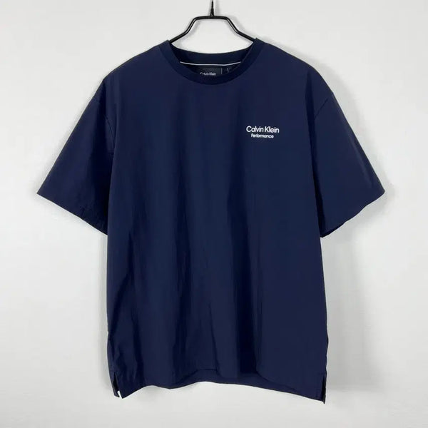 [BUNJANG] Calvin Klein Performance Navy Textured Round Neck Short Sleeve T-Shirt L / CK 캘빈클라인 바스락 라운드 반팔 티 티셔츠 남L 100 라덴 빈티지