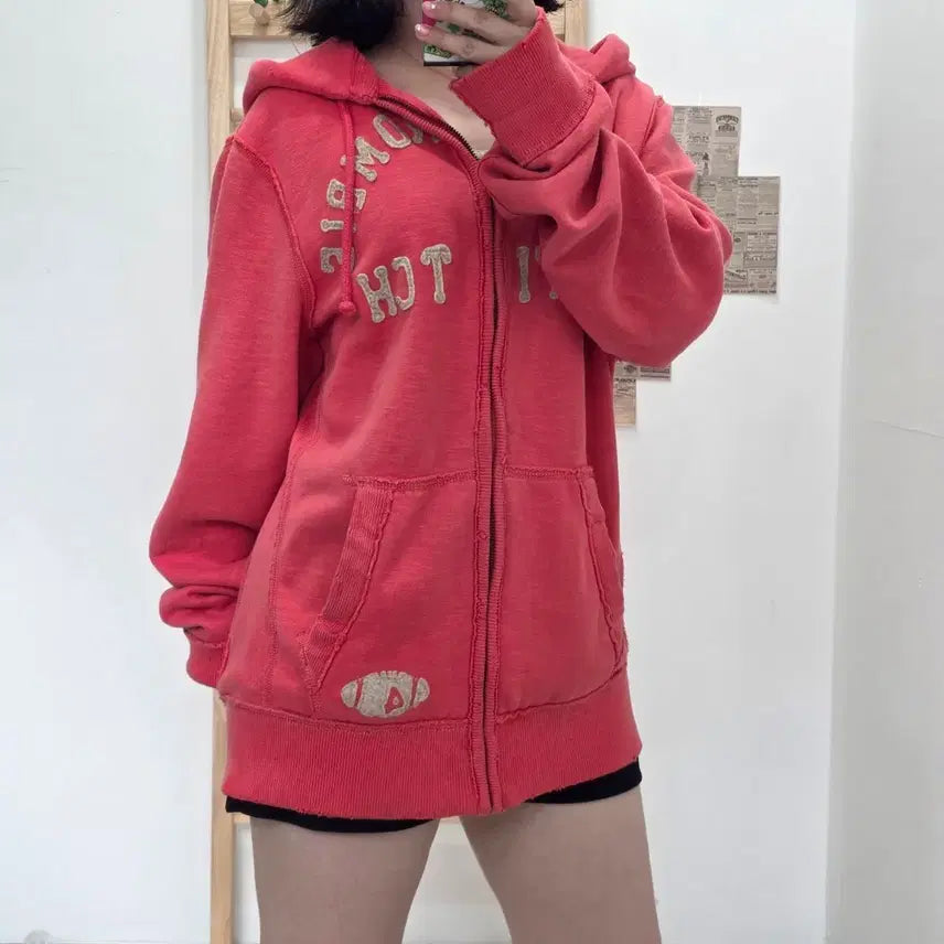 [BUNJANG] Abercrombie & Fitch Coral Pink Hoodie Zip-Up (Size L) / [프립]L/아베크롬비 후드집업 코랄핑크