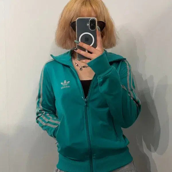 [BUNJANG] Adidas Firebird Zip-Up Track Jacket - Mint & Grey (Size 85) / 85 희귀 아디다스 파이어버드 민트 그레이 배색 집업 져지