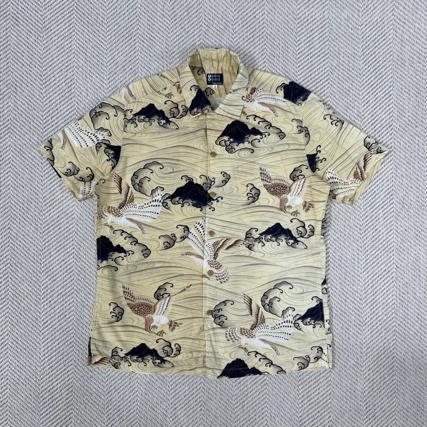 [BUNJANG] Takeo Kikuchi Eagle Pattern Hawaiian Short Sleeve Shirt / 타케오 키쿠치 독수리 패턴 하와이안 반팔 셔츠 4