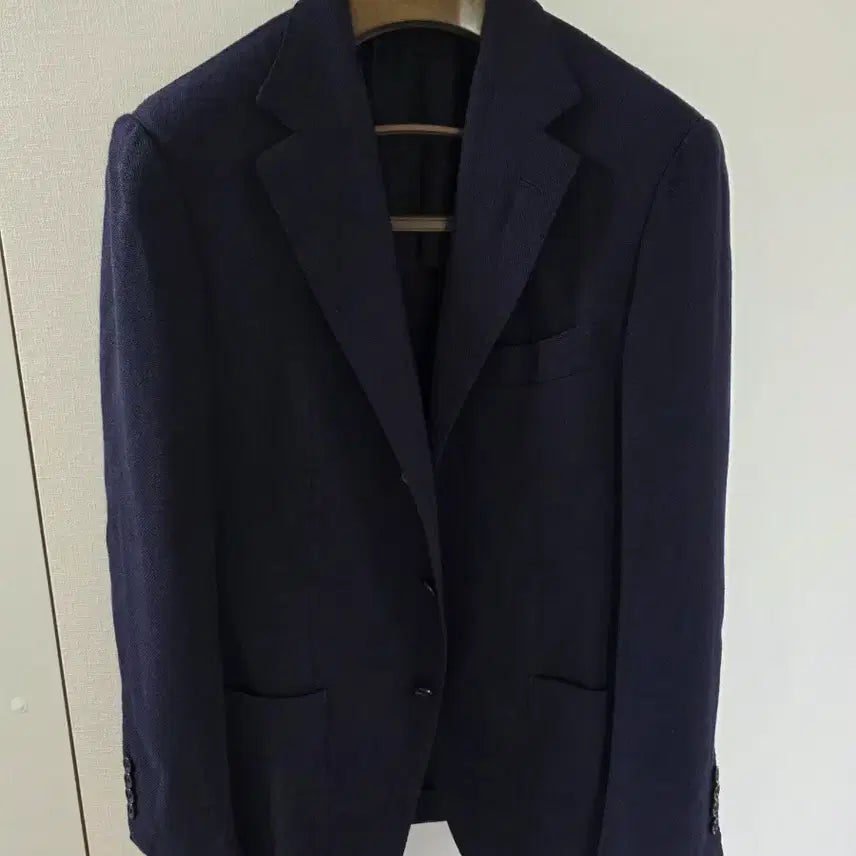 [BUNJANG] Sovereign Dark Navy Wool Linen Out Pocket Sportcoat / 소버린 홉색 다크네이비 울린넨 아웃 포켓 스포츠코트