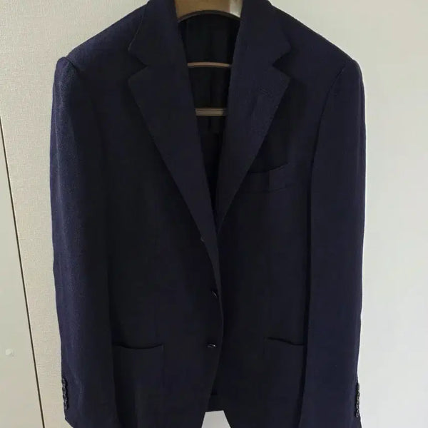 [BUNJANG] Sovereign Dark Navy Wool Linen Out Pocket Sportcoat / 소버린 홉색 다크네이비 울린넨 아웃 포켓 스포츠코트