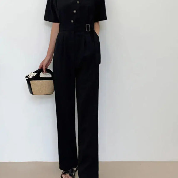 [BUNJANG] It Michaa Asymmetrical Button Jumpsuit / 잇미샤 언발 버튼 점프수트