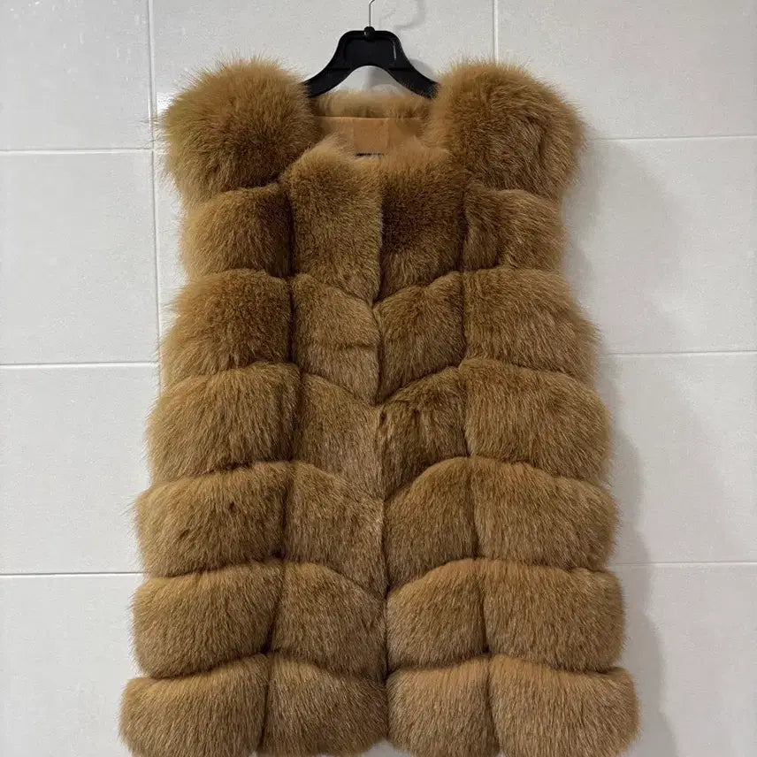 [BUNJANG] Genuine 100% Fox Fur Vest with Lambskin Accents / 폭스 베스트