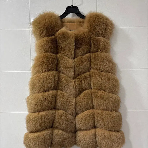 [BUNJANG] Genuine 100% Fox Fur Vest with Lambskin Accents / 폭스 베스트