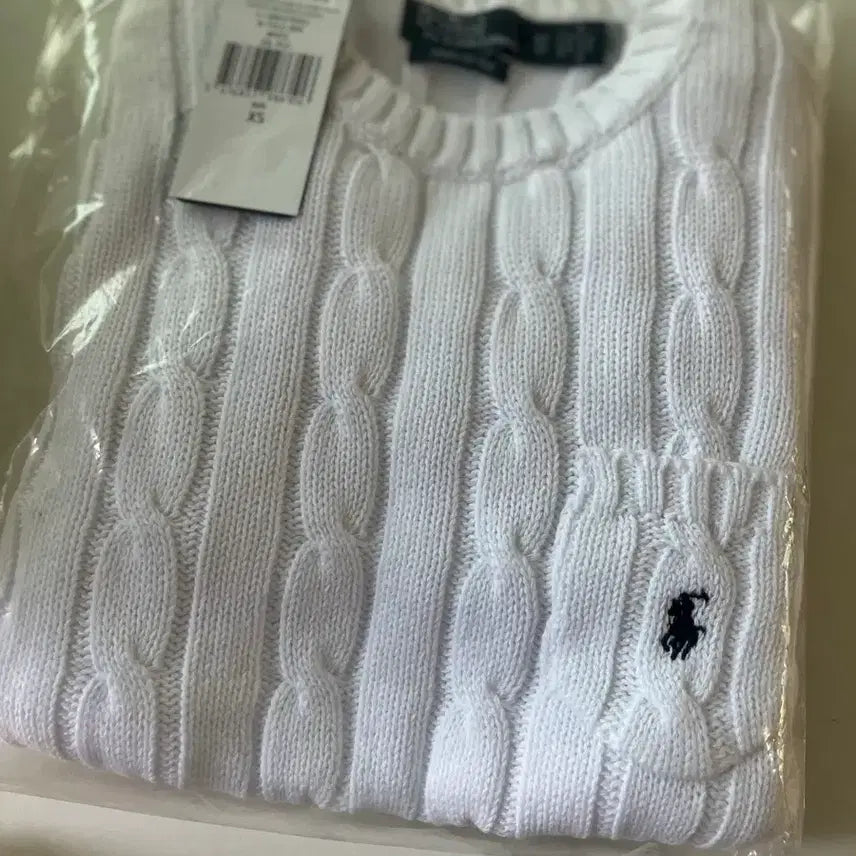 [BUNJANG] Polo Ralph Lauren White Cable Knit Sweater XS / (배송비 포함가격,강민경착용) 폴로 랄프로렌 화이트 케이블 니트 XS
