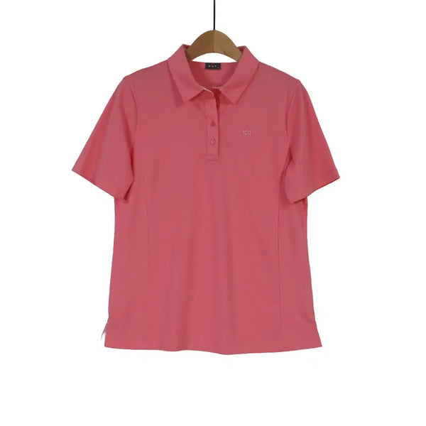 [BUNJANG] PAT Pink Collared Short-Sleeve T-Shirt Women's 95 Functional Golf Wear / PAT 핑크 카라 반팔 티셔츠 95 여성 골프웨어 기능성