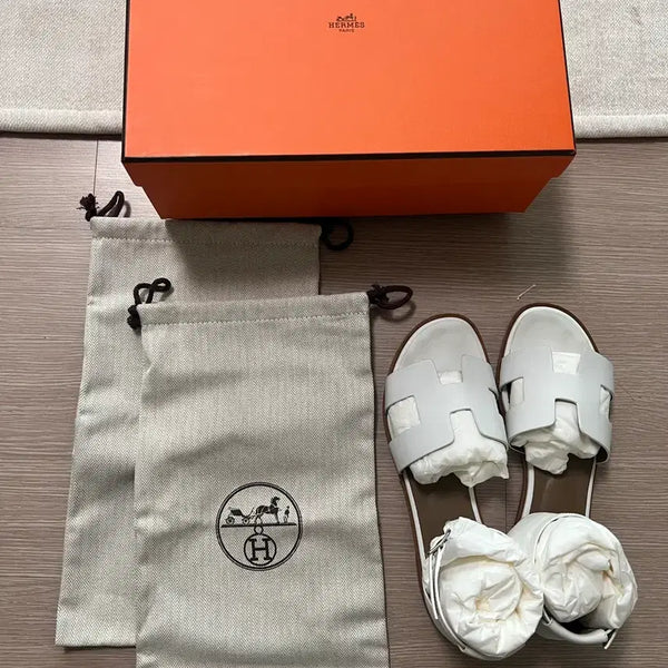 [BUNJANG] Hermes Santorini Blanc Sandals / 에르메스 산토리니 블랑 (화이트)  38