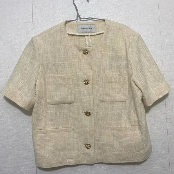 [BUNJANG] 10MONTH Ivory Tweed Short Sleeve Jacket 22SS / 10MONTH 아이보리 트위드 반팔 자켓 22SS