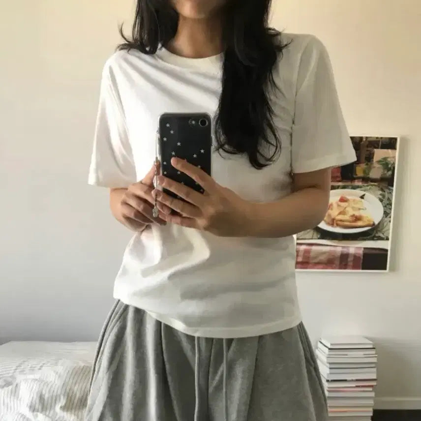 [BUNJANG] Basic Fit Short Sleeve T-Shirt White / 기본핏 반팔티셔츠 화이트