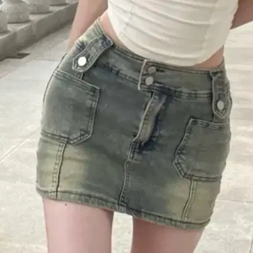 [BUNJANG] Y2K Pocket Denim Skirt / 에이블리 몸매보정 y2k 포켓 청치마 (교신 o)