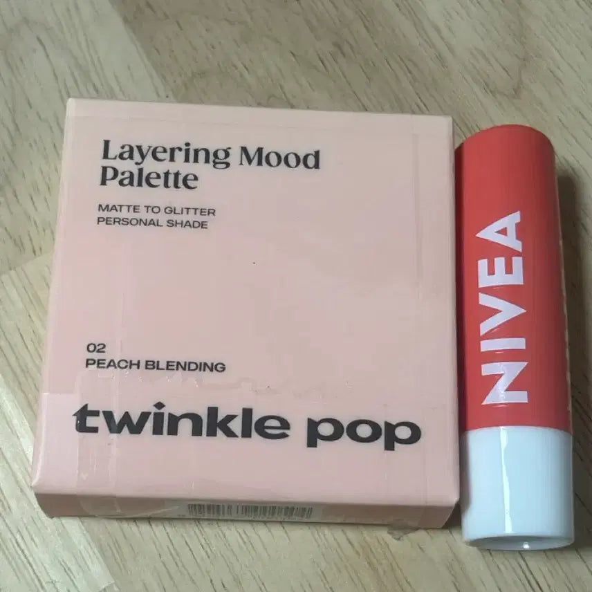 [BUNJANG] Twinkle Pop Palette Peach Blending & Nivea Peach Lip Balm Set / 봄웜 화장품set