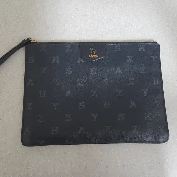 [BUNJANG] Hazzys Unisex Navy Initial Pattern Clutch Bag / 헤지스 클러치 백