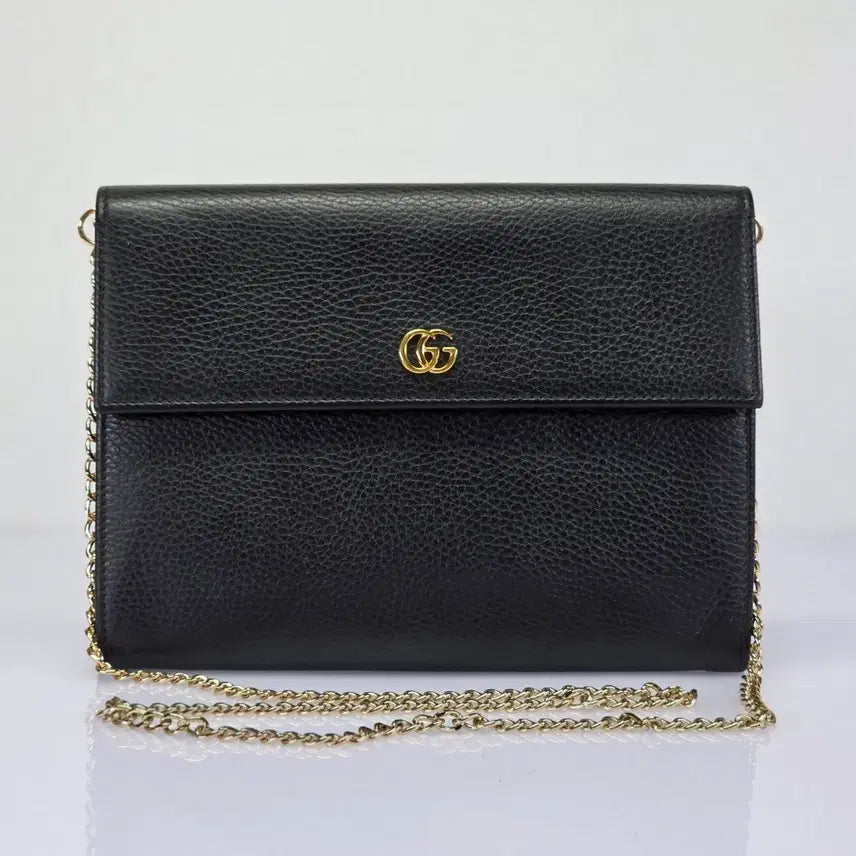 [BUNJANG] Gucci GG Marmont Leather Flap Clutch Bag / 구찌 GG마몽 레더 플랩 클러치