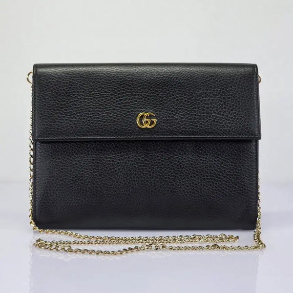 [BUNJANG] Gucci GG Marmont Leather Flap Clutch Bag / 구찌 GG마몽 레더 플랩 클러치