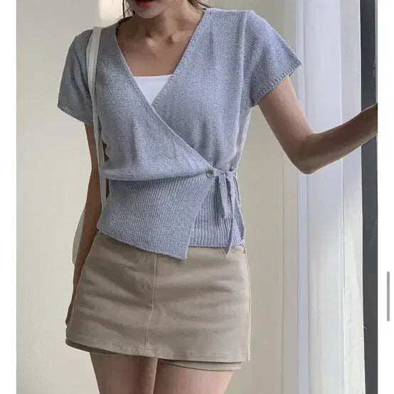 [BUNJANG] Coquel Blanc Summer Wrap Knit Top / 코코블랑 여름 랩 니트
