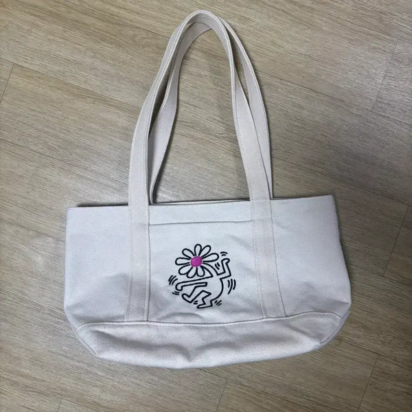 [BUNJANG] Moma x Baku Keith Haring Canvas Tote Bag / Moma x 바쿠 토트백 키스해링 캔버스 가방