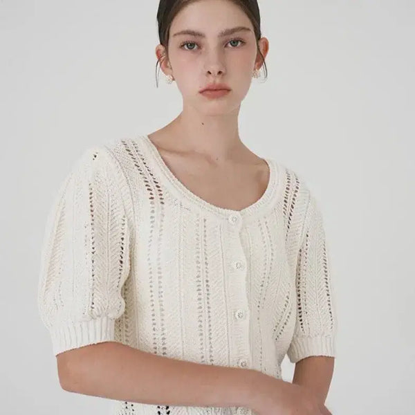 [BUNJANG] ON&ON Crochet Short Sleeve Cardigan / 온앤온 크로셰 반팔 가디건 새상품