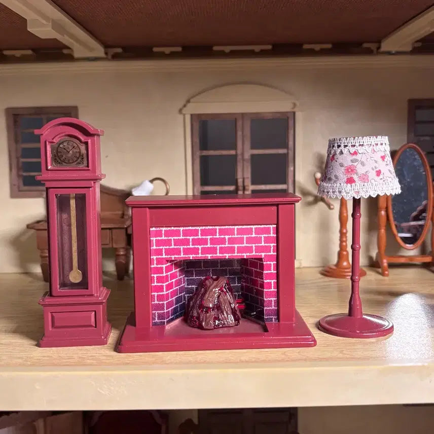 [BUNJANG] Sylvanian Families Old Wall Clock, Fireplace & Stand Bundle Set / 실바니안 올드 벽시계 벽난로 스텐드 일괄
