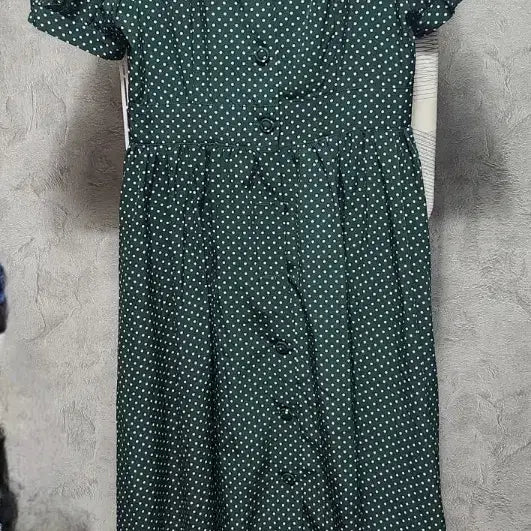 [BUNJANG] Green Dot Short-Sleeve Shirt Dress / 그린 도트 반팔 셔츠 원피스